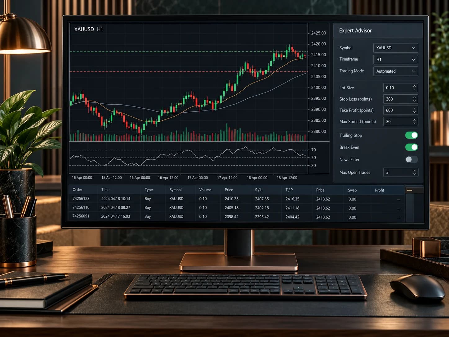 Forex trading chart on a workstation